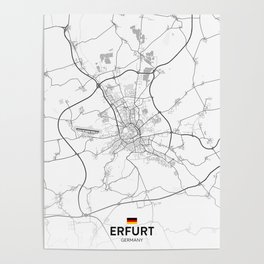 Erfurt, Germany - Light City Map Poster