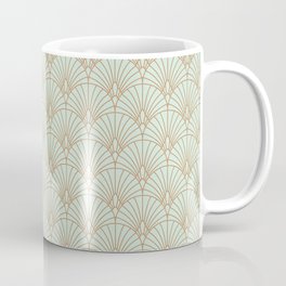 Art Deco fan pattern Coffee Mug | Feather, Jade, Fishscale, Drawing, Deco, Classic, Copper, Gold, Seamless, Vintage 