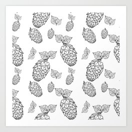 Hops pattern with leafs Art Print