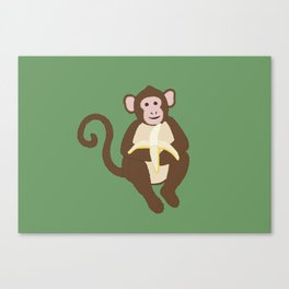 Monkey eats banana Canvas Print