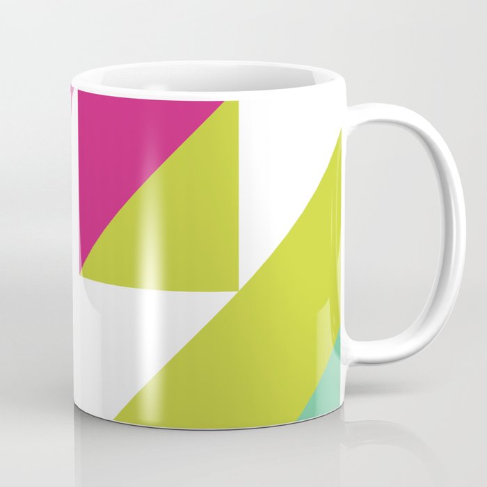 Hot Pink and Neon Chartreuse Color Block Coffee Mug