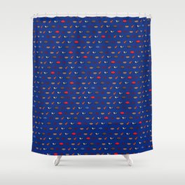 Buffalo Superfan Pattern - Dark Blue Shower Curtain