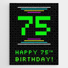 [ Thumbnail: 75th Birthday - Nerdy Geeky Pixelated 8-Bit Computing Graphics Inspired Look Jigsaw Puzzle ]