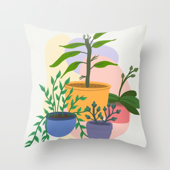 Botanical Balcony Babies | Art Print Throw Pillow