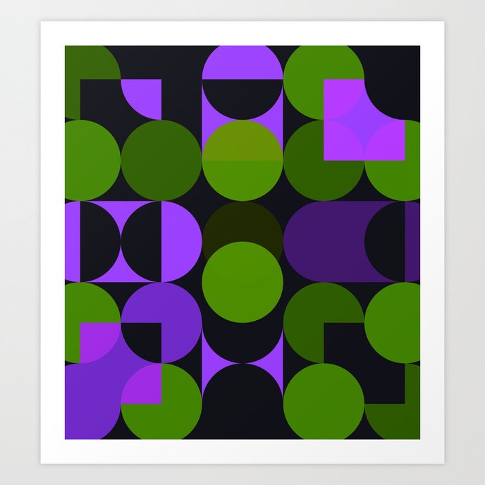 Soft Purple and Green Geometric Patterns  Art Print
