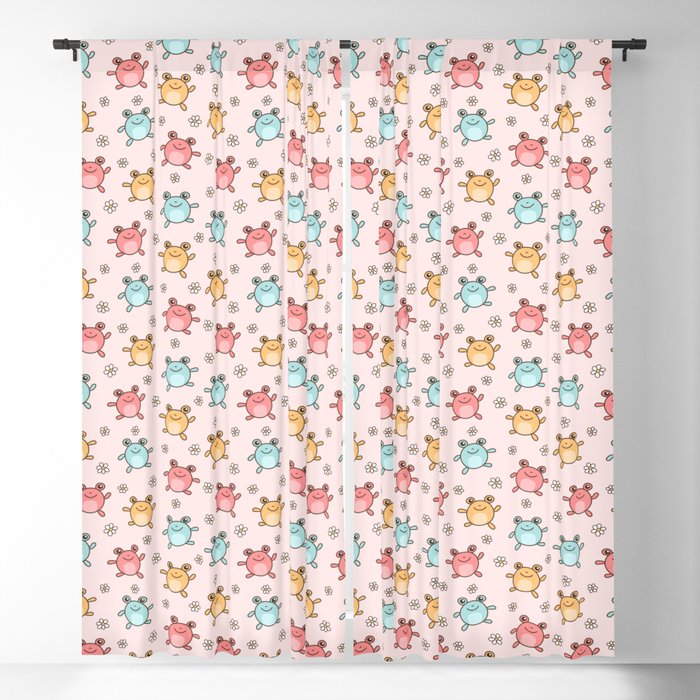 Cute Happy Jumping Frogs, Fun Frog Pattern for Kids Blackout Curtain