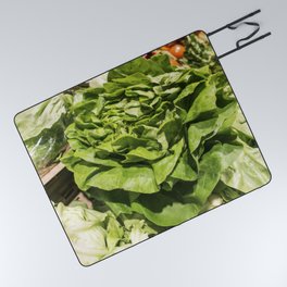 Fresh green lettuce in a grocery store Picnic Blanket