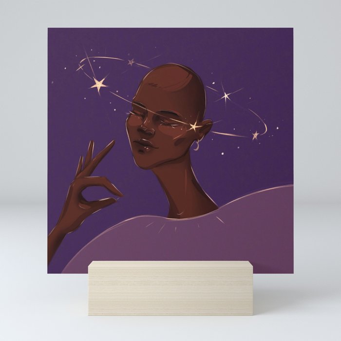 Afro femini and astrology time Mini Art Print