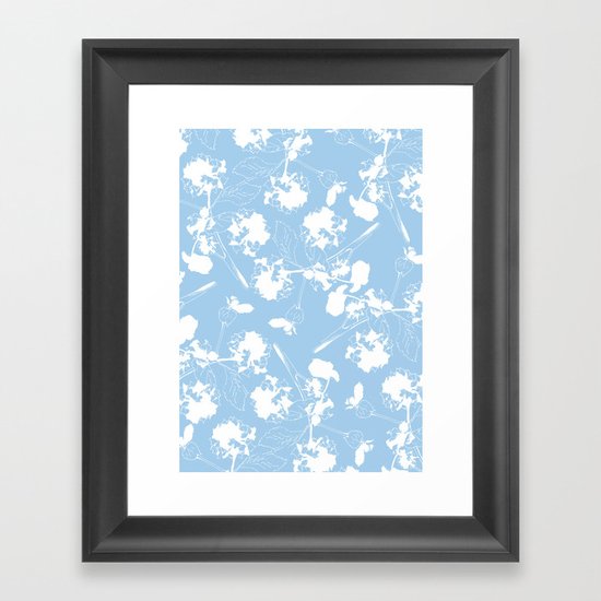 Hydranga pattern - blue and white Framed Art Print