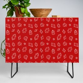 Red and White Gems Pattern Credenza