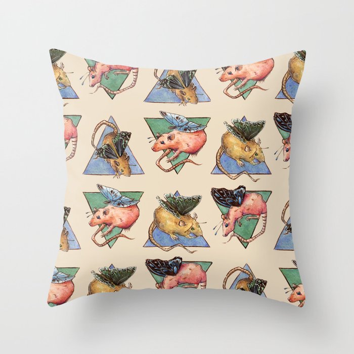 Rat Fairies Throw Pillow