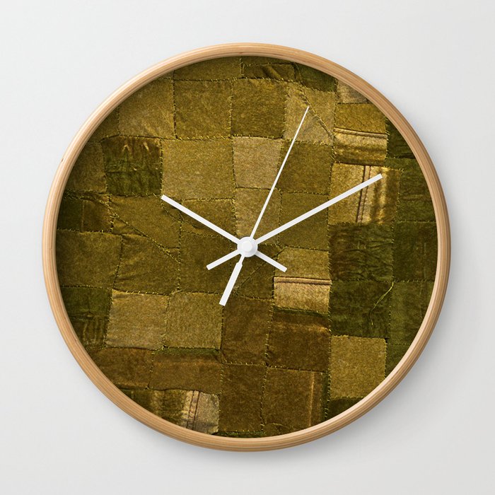 Worn Upholstery Patchwork Wall Clock