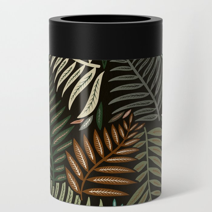 Palm Pattern – Khaki Green Can Cooler