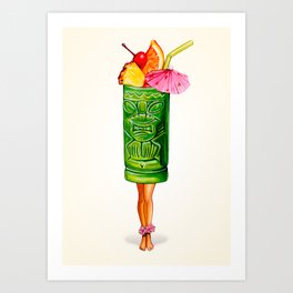 Tiki Cocktail Pin-Up - Tiki Mug Art Print