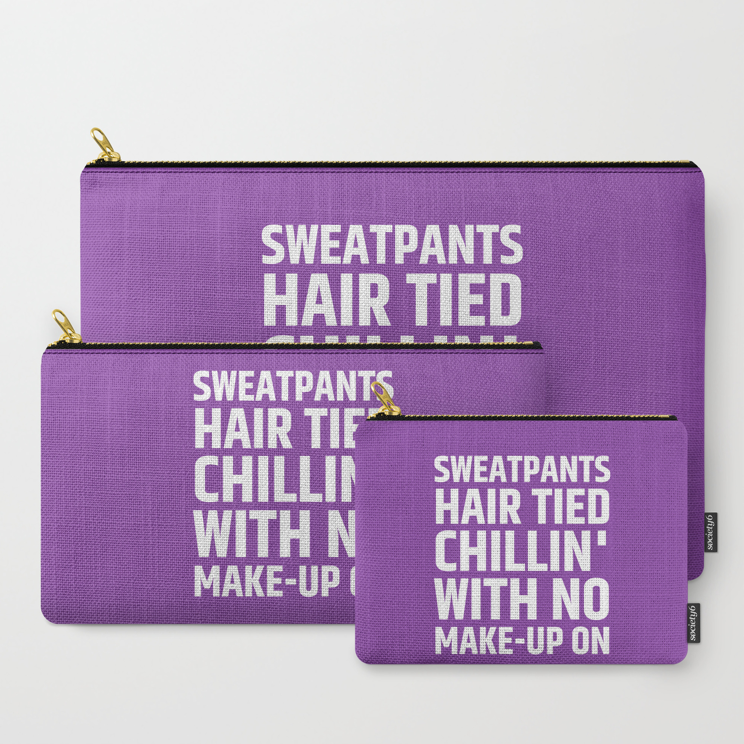 Sweatpants Hair Tied Chillin With No Make Up On Purple Carry