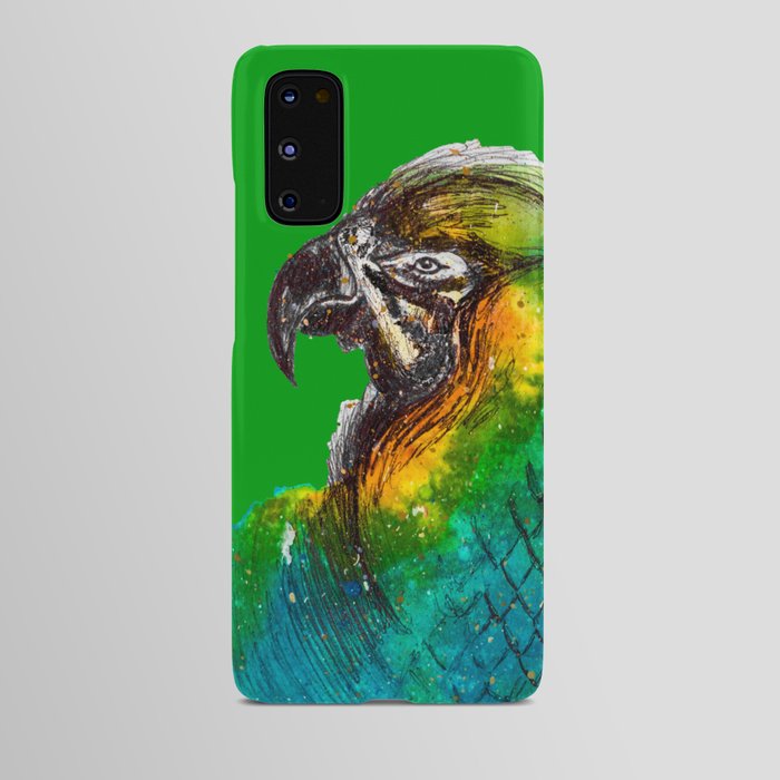 Watercolour parrot with green background Android Case