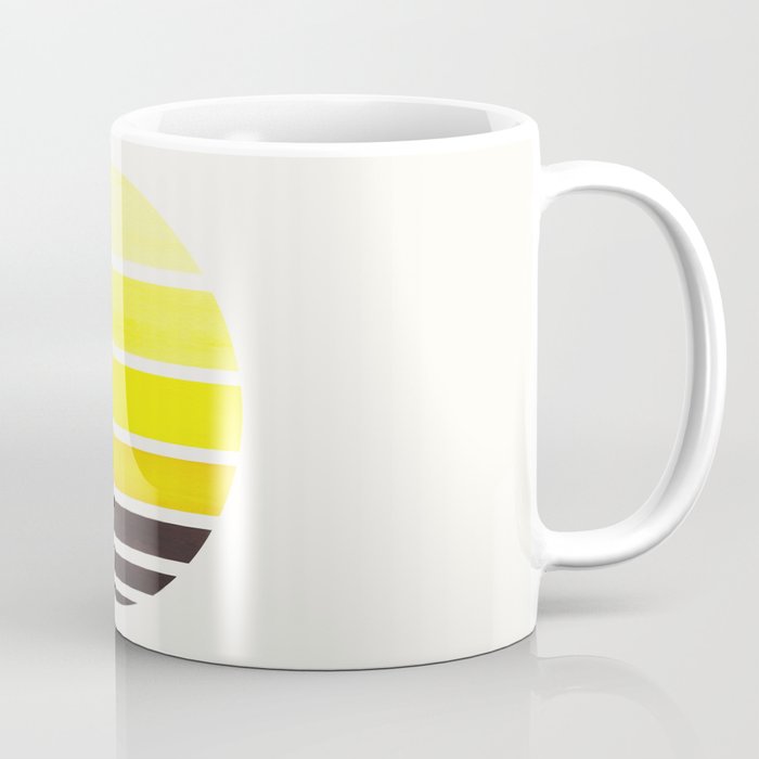 Yellow Mid Century Modern Minimalist Circle Round Photo Staggered Sunset Geometric Stripe Design Coffee Mug