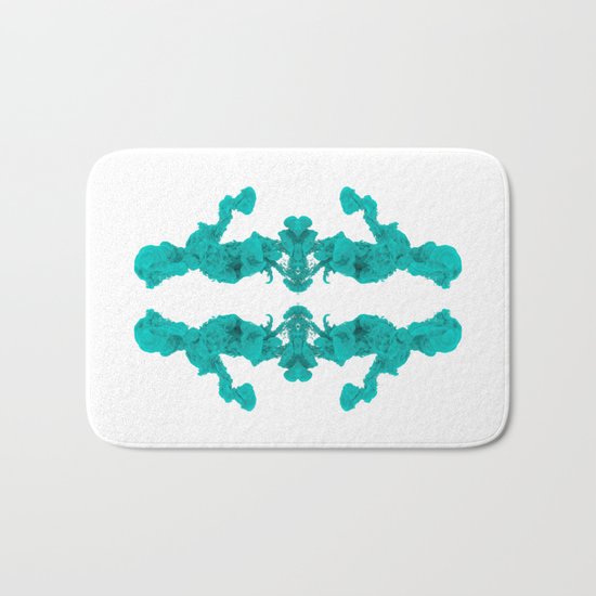 Cyan Ink Drop In Water Bath Mat
