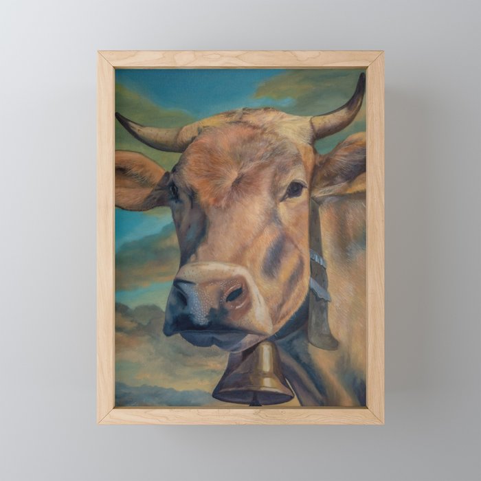 Cattle Sunset in the Pasture Framed Mini Art Print