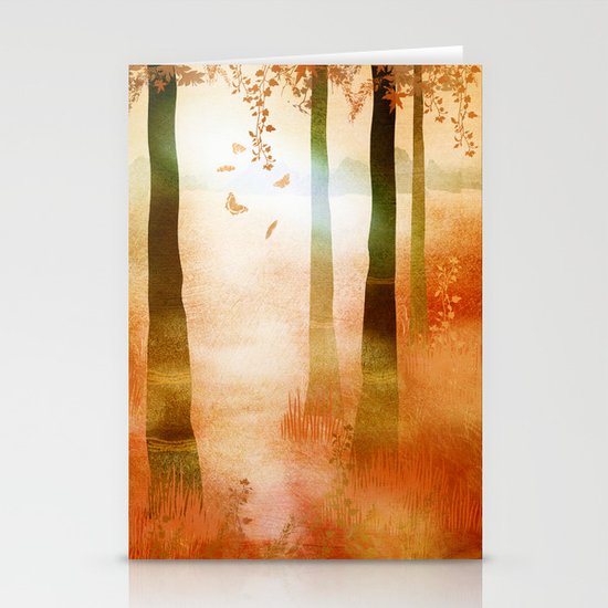 sunrise in autumn Stationery Cards