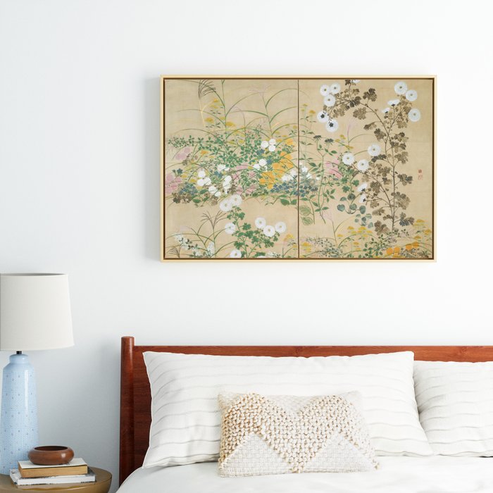 Japanese Edo Period Flowering Plants in Autumn - Ogata Korin