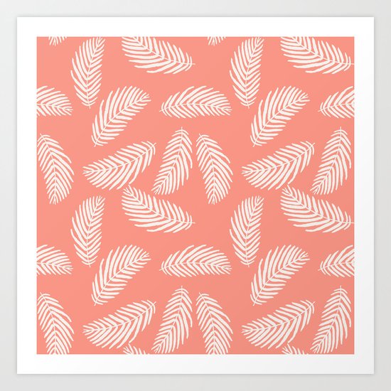 Palm trees pastel pink tropical minimal ocean seaside socal beach life pattern Art Print