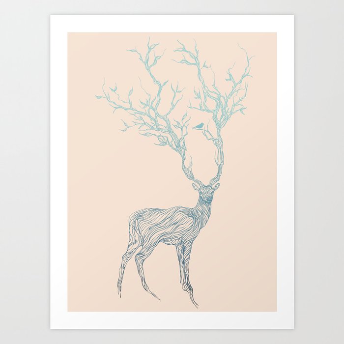 Blue Deer Art Print