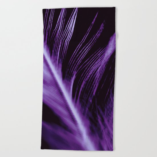 Purple Feather close up Beach Towel