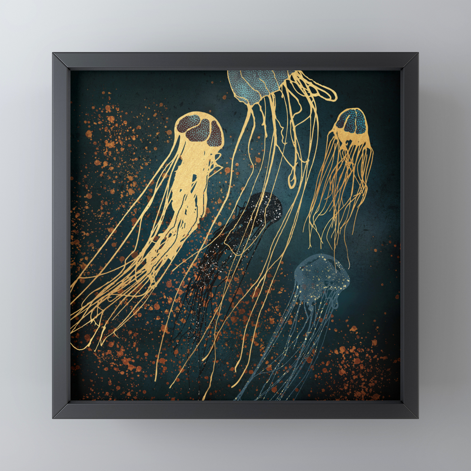 Metallic Jellyfish Framed Mini Art Print By Spacefrogdesigns Society6