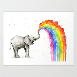 Rainbow Baby Elephant Art Print