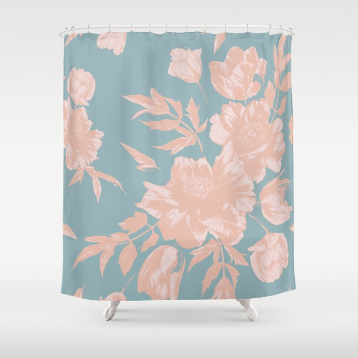 Vintage Pink Flowers Shower Curtain