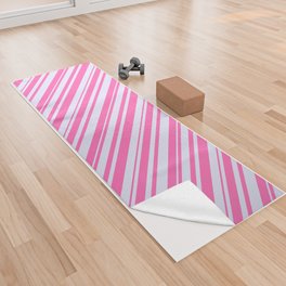 [ Thumbnail: Lavender and Hot Pink Colored Lines Pattern Yoga Towel ]
