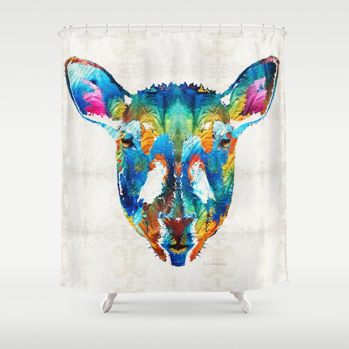 Colorful Sheep Art - Shear Color - By Sharon Cummings Shower Curtain