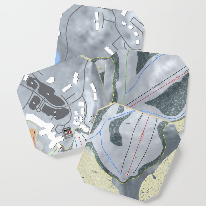 Shanty Creek Summit Mountain Trail Map Coaster by Mapsynergy  Society6