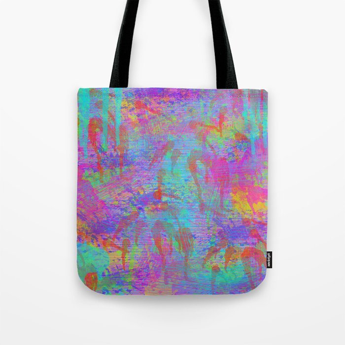 Whimsical pink teal neon green yellow abstract watercolor Tote Bag