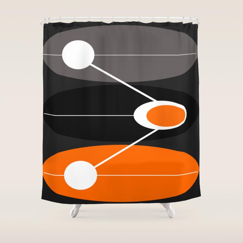 Orange Black And Gray Mid Century Modern Print Shower Curtain By Urbanplastic Society6