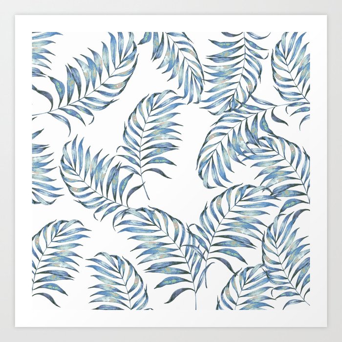 Blue Leaves Art Print