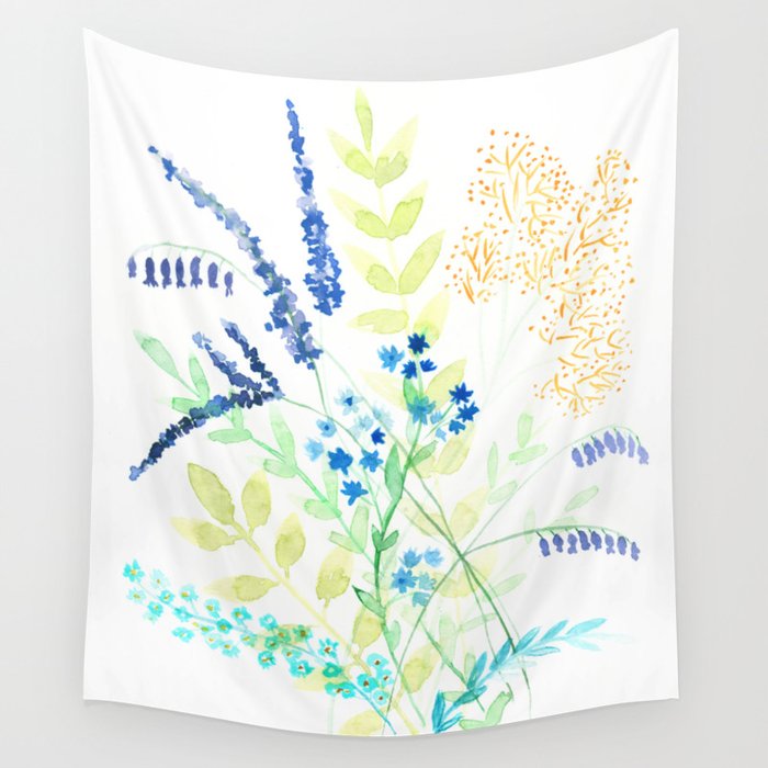 Watercolor Floral 1. Wall Tapestry