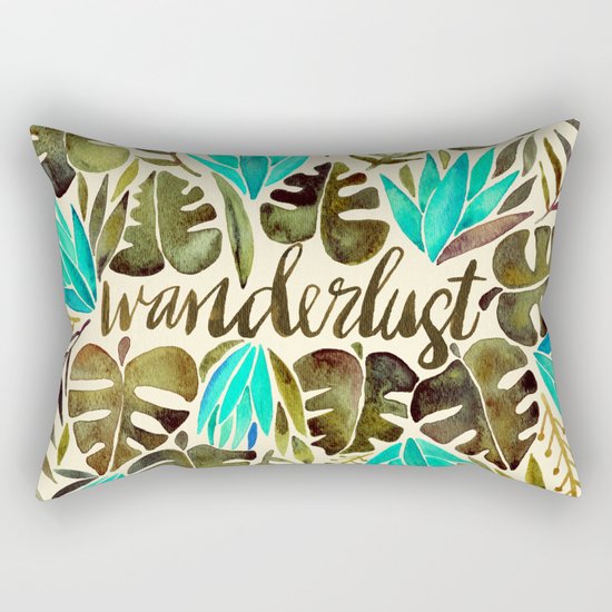 Tropical Wanderlust – Turquoise & Olive Rectangular Pillow