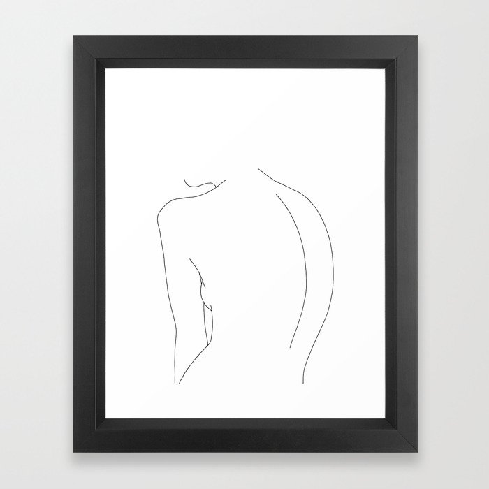 Minimal line drawing of women's body - Alex Framed Art Print