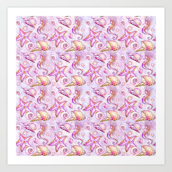 Pink Seahorses #2 Art Print