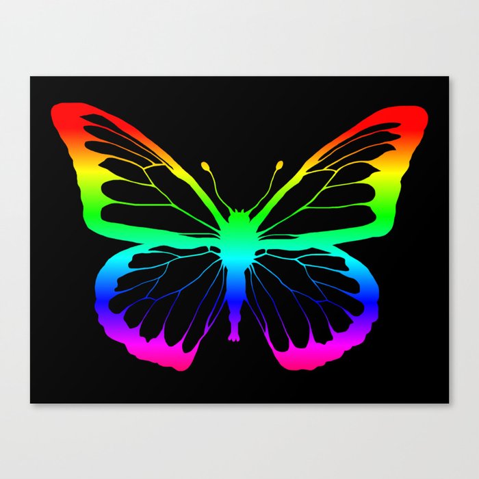 Rainbow Outline Butterfly Canvas Print