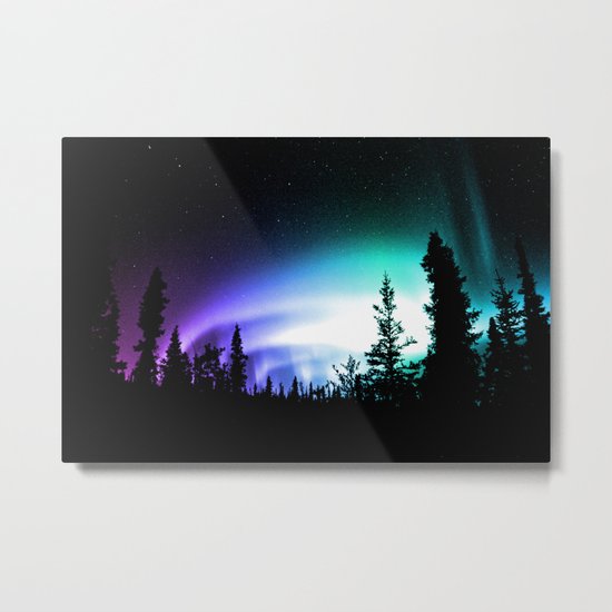 Aurora Borealis Forest Metal Print