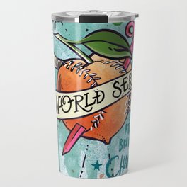 Braves New World: Series (teal lettering) Travel Mug