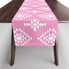Pink and White Native American Tribal Pattern Table Runner