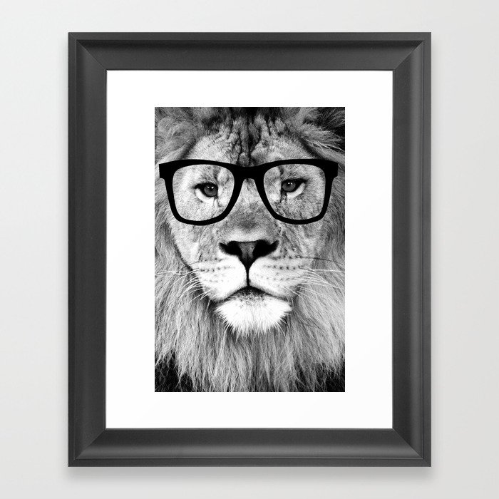 Hippest Lion With Gles Black And White Photograph Framed Art Hippest Lion With Gles Black And White Photograph Framed Art Print