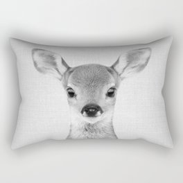 Baby Deer - Black & White Rectangular Pillow