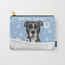pitbull pit bull pitty dog bath art clawfoot tub, bubbles soap wash your paws decor Carry-All Pouch