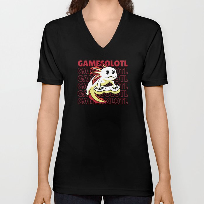 Gamesolotl Funny Axolotl Word Game For Gamers V Neck T Shirt