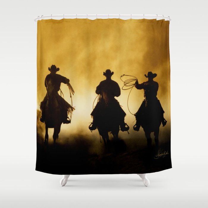 Three Cowboys Western Shower Curtain By Georgiabakercollection